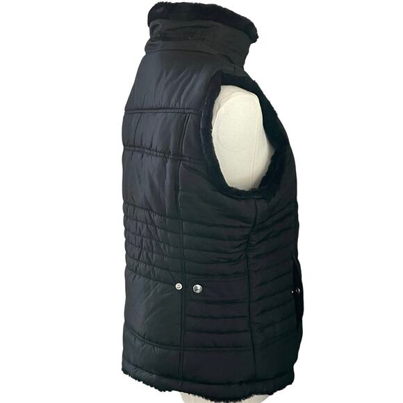 Reversible Faux Fur Vest Keren Hart Size Medium Cozy Apres Ski Winter Resortwear - Picture 7 of 12